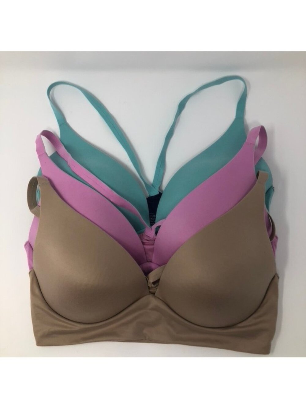 Victorias Secret Lightly Lined Plunge Bra Size 34D Lot of 3 Nude Purple Blue